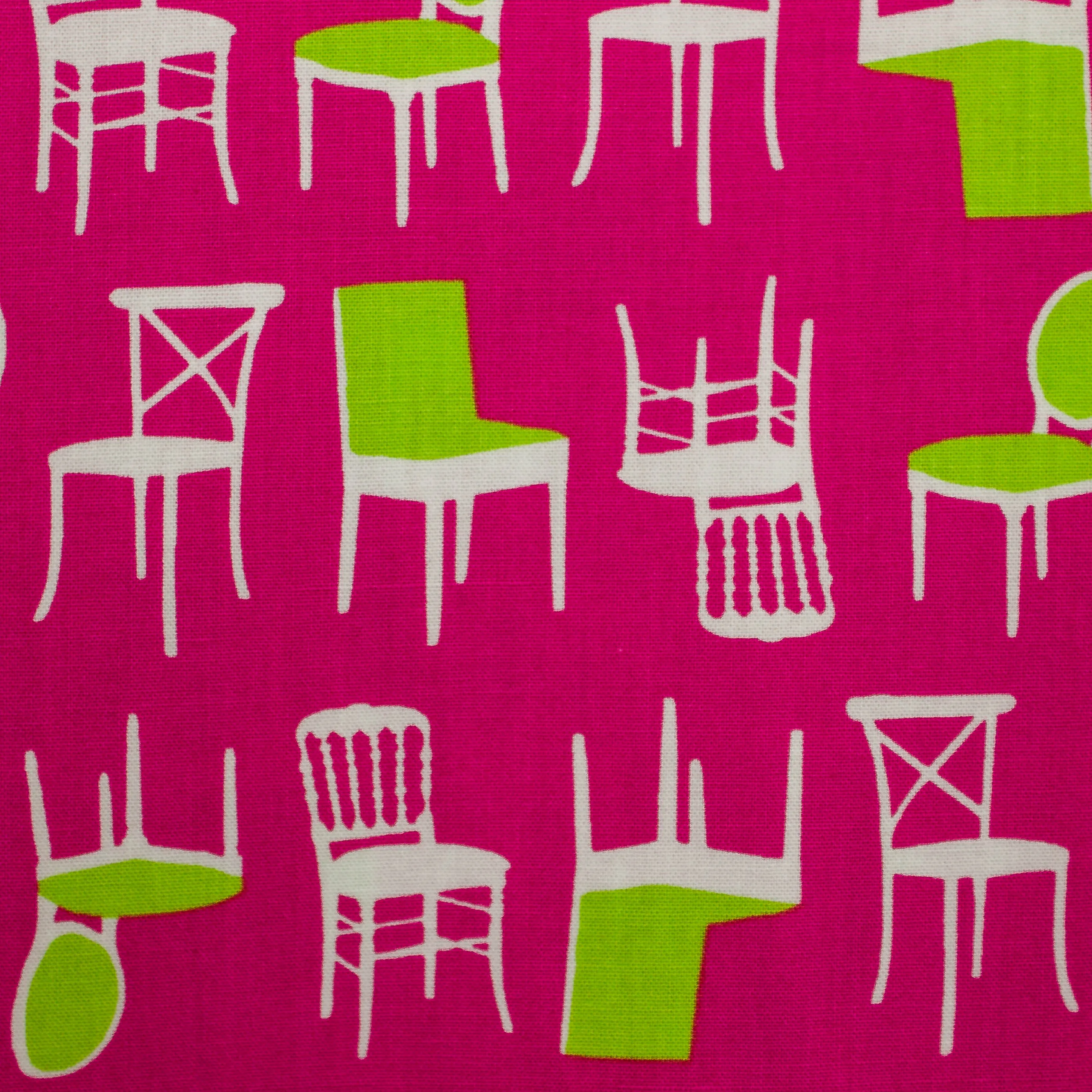 Katoen roos met witgroene stoelen